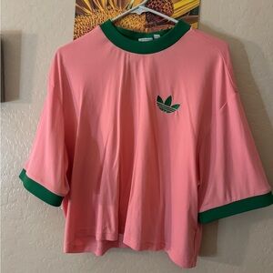 Adidas Women's Pink and Green Top